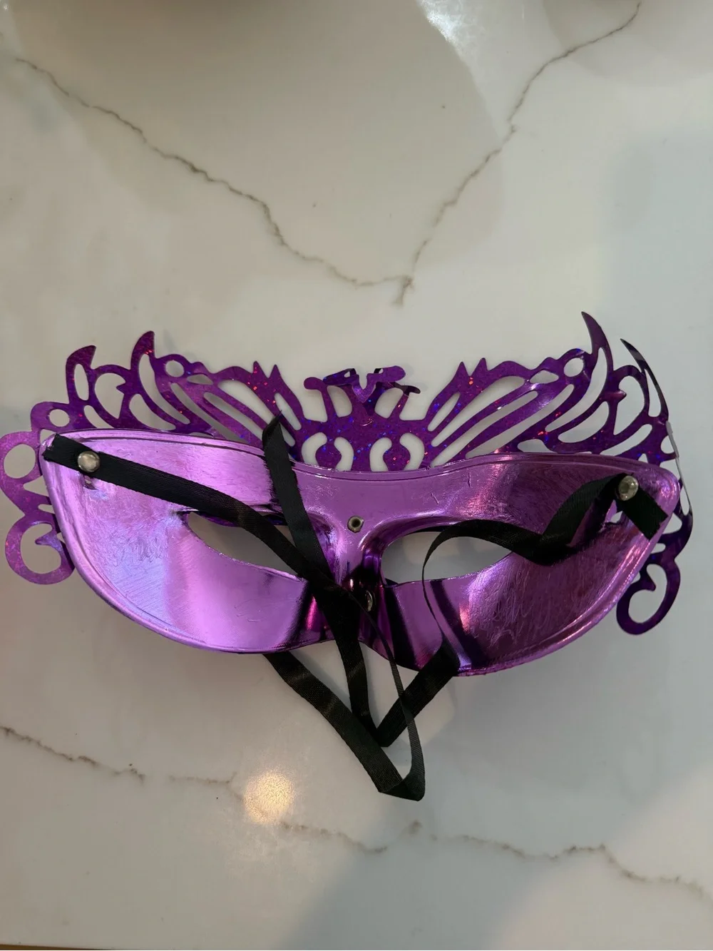 Purple Metallic Lace Eye Mask - Women's Accessory